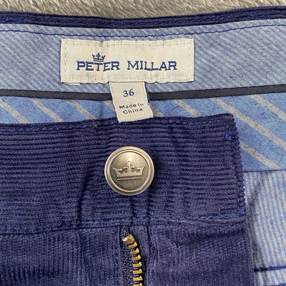 Peter Millar Corduroy Pants Mens 36 Navy Blue Straight Leg 5-Pocket Preppy